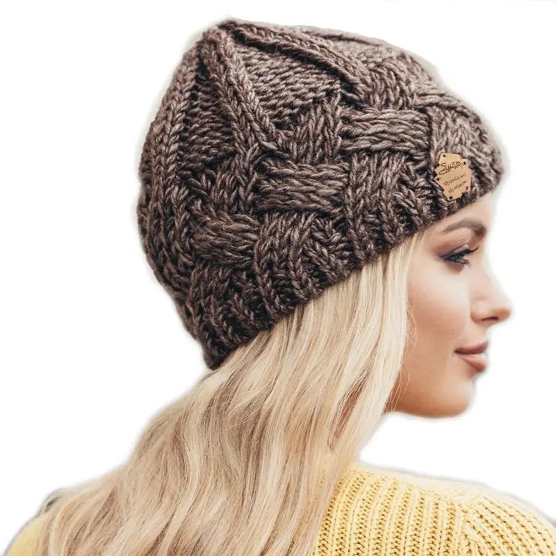 2022 New Fashion Plaid Coarse Needle Wool Knitting Men Women Autumn Winter Hat Unisex Warm Knitted Beanie
