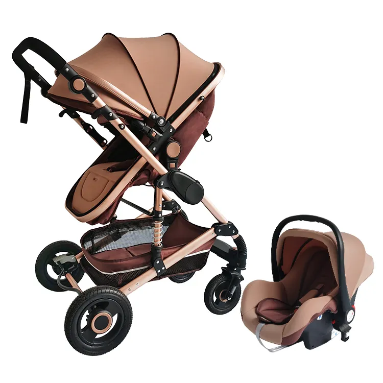 New Arrival 3-in-1 sang trọng Xe đẩy em bé cao cảnh quan prams với nhôm Vải Xách Tay với không gian ngoài trời chứng nhận Châu Âu