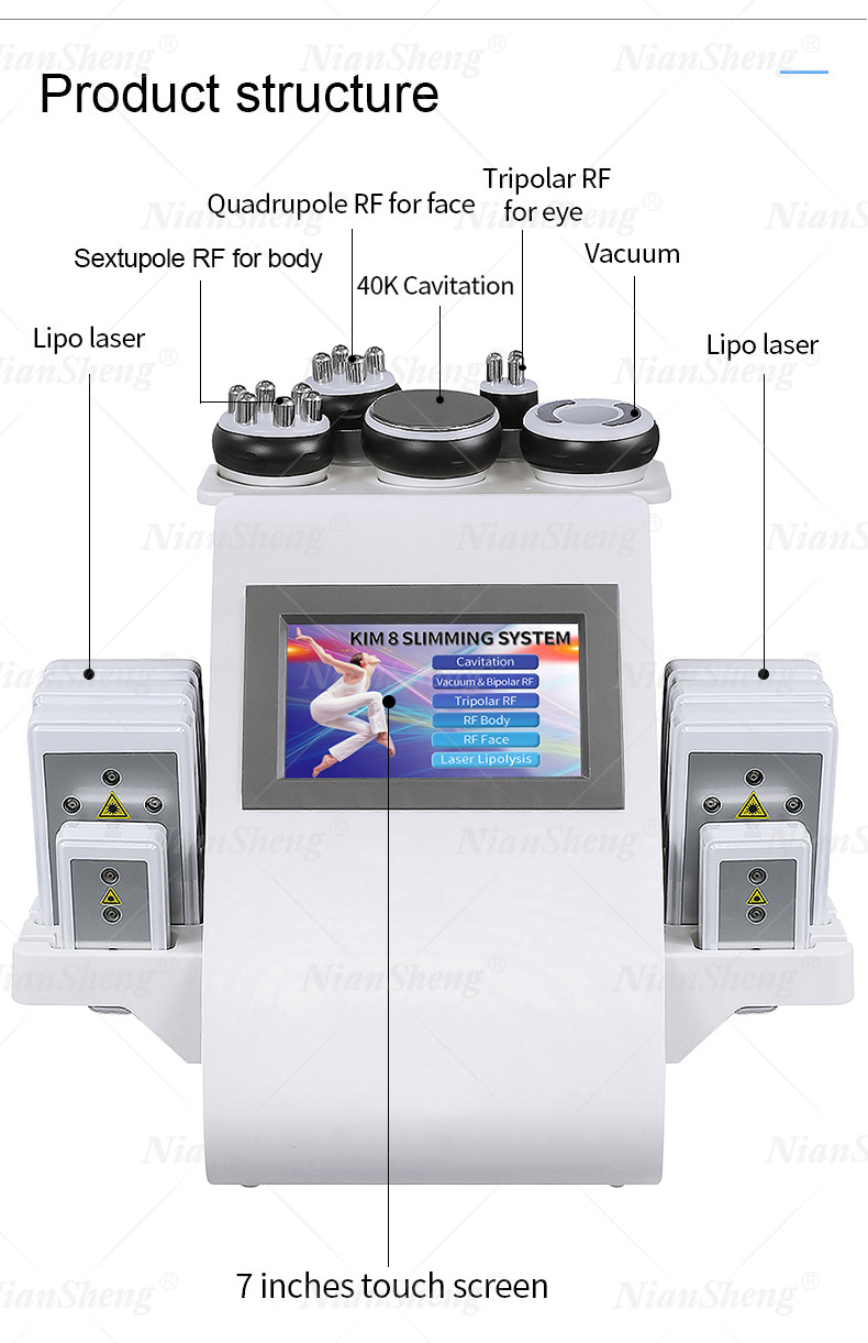 Niansheng New RF Vacuum Cavitation Lipo Laser 40K Slimming Fat Reduce System Machine For Home Use