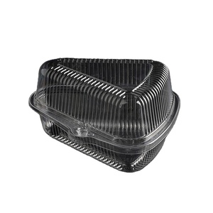 Wholesale Customization Clear Plastic Hinged Cake Slice Cheesecake Container Triangular Cake Box