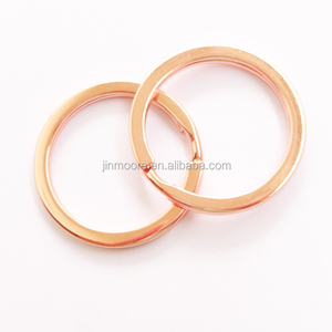 Porte-clés en métal plat robuste, pièces, or Rose, accessoires fendus - Product Image 6