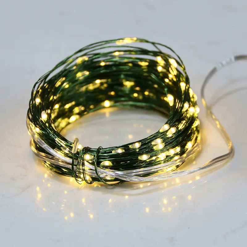 2021 hot sale products 100L warm white copper wire light green wire christmas led lights for room decoration
