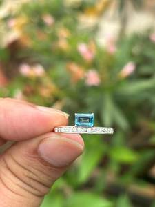high quality Emerald Cut Swiss Blue Topaz <b>Ring</b> – Sterling Silver Promise <b>Ring</b> in wholesale price collection - Product Image 6