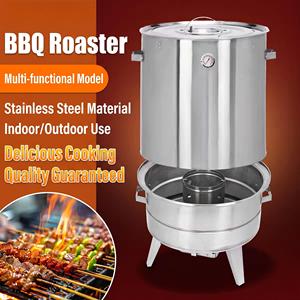 Stainless Steel Hanging Roaster Multi Purpose <b>Grill</b> Barrel Smoker Roasting Pot for Outdoor <b>Cooking</b> - Product Image 3