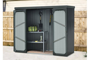 OSLO 1830 226X81 armoire d'équipement en métal avec porte-outil anthracite abri <span class=keywords><strong>de</strong></span> <span class=keywords><strong>jardin</strong></span> en métal abri <span class=keywords><strong>de</strong></span> <span class=keywords><strong>jardin</strong></span> - Product Image 4