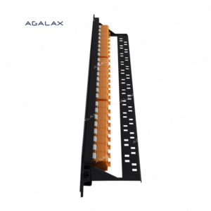 Fabricant en gros de panneaux de brassage Cat6/Cat5e/Cat6A 24 ports <span class=keywords><strong>RJ45</strong></span> non blindés compatibles PoE, montage en rack 1U avec câblage <span class=keywords><strong>T568A</strong></span>/B - Product Image 1