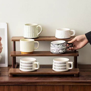 Étagère de rangement en bois massif à plusieurs niveaux, 3 étages, pour porte-tasses, présentoir, organisation de la cuisine - Product Image 2