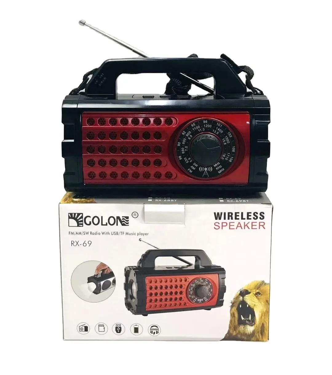 GOLON RX-69BT FM SW 3 Bande Rétro Rétro Radio Solaire Avec Lumière Avec USB SD TF Mp3 Joueur