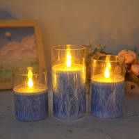 Bougie LED en acrylique ou en verre avec télécommande en cire multicolore noire de 3 pouces pour la décoration de la maison, de l'hôtel, du festival et du mariage.