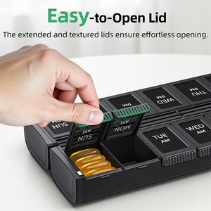 Organizador de Pastillas Semanal Magnético Plegable Auvon PO6814 de ABS y PP con Doble Protección, para Almacenamiento Diario de Vitaminas - Product Image 4