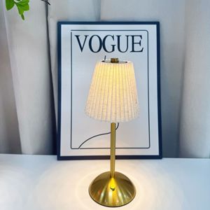 Cross-border minimalist pastoral pleated fabric night light, home decor, <b>bedside</b> <b>table</b> lamp, stylish atmosphere. - Product Image 6