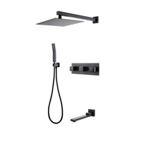 Meilleures ventes : Ensemble de douche cascade moderne noir mat 3 voies avec mitigeur de douche pluie encastré