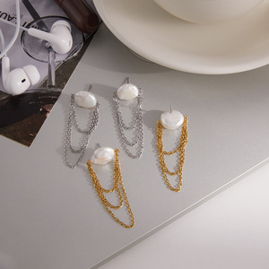 ต่างหูมุกทรงหยดน้ำ สแตนเลส ดีไซน์ทรงเรขาคณิต เหมาะสำหรับใส่ทุกวัน เครื่องประดับสำหรับผู้หญิง - Product Image 4