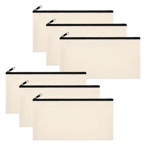 Letter Pattern Blank DIY Canvas Cotton Fashion Pencil Case Makeup Pouch Multi-Purpose Travel Toiletry Zipper Cosmetic <b>Bag</b> - Product Image 1