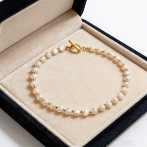 Collar de Perlas Naturales Minimalista, Joyería Oceánica de Moda, Chapado en Oro de 18k, Acero Inoxidable, Perlas de Agua Dulce para Mujer - Product Image 1