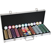 Ensemble de jetons de poker personnalisés de haute qualité OEM/ODM Las Vegas Monte Carlo, 500 jetons en argile vierges avec étui en aluminium