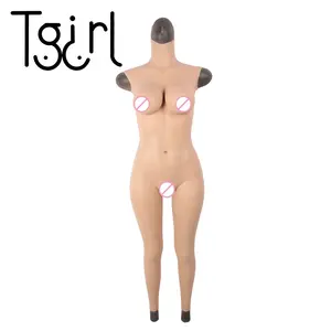 Tgirl D Coppa Del Silicone Del Corpo Femminile Vestito di Un Pezzo Vagina Pantaloni di Scarsità di Forme Del Seno Del Silicone Transgender Vestito Del Corpo