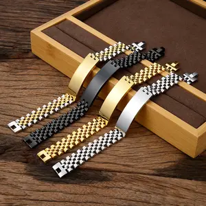 En gros Mode Coréenne Couple Argent Plaqué Or Bijoux Chunky En Acier Inoxydable Hommes Blanc Bar Bracelets Pour Les Femmes