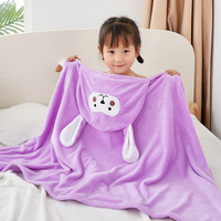 Vente en gros usine Poncho de bain pour enfant en microfibre polaire couleur unie, doux, brodé, séchage rapide, antimicrobien, haute qualité