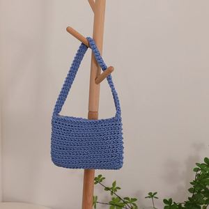 Hot Selling Cotton Rope <b>Square</b> Ladies Underarm Single Shoulder Bag Crochet Straw Woven Women's Handbag - Product Image 6