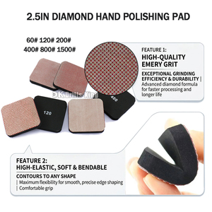 Tampon de polissage manuel diamanté de 2,5 pouces avec mousse, adapté au ponçage et au polissage des surfaces courbes - Product Image 3