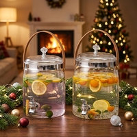 Distributeur de boissons transparent en PET de style nordique moderne avec robinet, poignée portable, pour eau froide, style occidental
