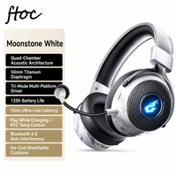 Headset Gaming Nirkabel 2.4G Terbaru dengan Mikrofon, Headphone Dinamis Over-Ear untuk Olahraga, PC, Ponsel, DLL
