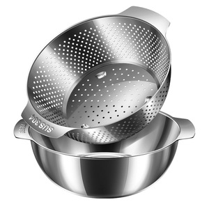 Stainless Steel Colander Double Layer Large Capacity Kitchen Strainer For Vegetables And Fruits With Handles - Product Image 5