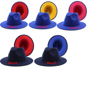 Chapeau <span class=keywords><strong>Fedora</strong></span> pour femmes, nouveau design, vente en gros, chapeau <span class=keywords><strong>Fedora</strong></span> en laine à large bord, chapeau <span class=keywords><strong>Fedora</strong></span> bicolore pour hommes et femmes - Product Image 5