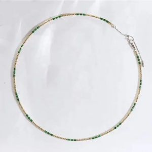 Ensemble collier et bracelet Xinfly, nouveau design, or jaune 18 carats, pierre verte pure, Au750 - Product Image 5