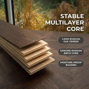 <span class=keywords><strong>Parquet</strong></span> en chêne russe de qualité supérieure, 14 mm, style chevrons, finition noyer noir, UV mat, brossé - Product Image 3