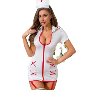 Combinaison moulante sexy en polyester respirant pour femme, tenue de cosplay d'infirmière <span class=keywords><strong>coquine</strong></span> et sensuelle avec dentelle, combinaison érotique - Product Image 1