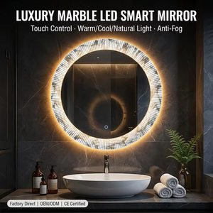 Kidoir Miroir LED intelligent personnalisé en <span class=keywords><strong>forme</strong></span> <span class=keywords><strong>de</strong></span> <span class=keywords><strong>cercle</strong></span> avec interrupteur tactile en <span class=keywords><strong>forme</strong></span> <span class=keywords><strong>de</strong></span> <span class=keywords><strong>cercle</strong></span> avec éclairage frontal avec cristal pour salle <span class=keywords><strong>de</strong></span> bain hôtel - Product Image 1