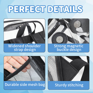 Transparent <b>Backpack</b> <b>Large</b> Capacity PVC School Bag With Zipper Pocket For Travel And Laptop Storage Unisex Gray Black Blue Pink - Product Image 4