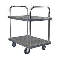 Chariot industriel polyvalent avec effet silencieux Chariot de clôture à double étage Chariot à main à plate-forme mobile à 2 niveaux Options de charge multiples
