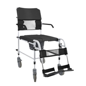 Silla de inodoro de aleación de aluminio con capacidad de carga de 150 kg, con ruedas, asiento de ducha para personas mayores, para uso en el baño. - Product Image 4