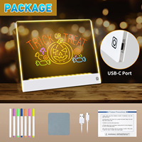 Tableau de dessin LED rechargeable de 16 pouces, bricolage, message, tableau d'affichage, 7 couleurs de lumière, acrylique, effaçable à sec, tableau de copie pour chambre d'enfant, magasin