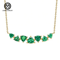 AN074 Collier pendentif de luxe en argent sterling 925 avec zircon vert pavé en forme de triangle pour femme, bijoux fins, cadeau de mariage