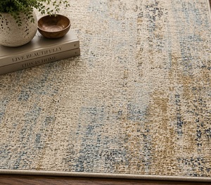 Tapis d'intérieur abstrait en soie/laine tufté à la main, style vintage vieilli, avec base en latex neutre, pour salon, chambre et hôtel - Product Image 2