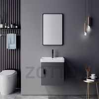 Meubles bon marché d'Amérique du Sud Petit meuble de salle de bain en contreplaqué Ensemble de vanité Évier en céramique avec miroir Armoire en contreplaqué moderne