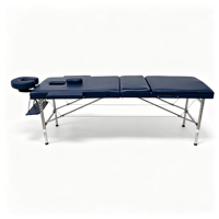 Table de beauté à 3 sections avec cadre en acier inoxydable, hauteur réglable et appui-tête ajustable