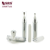 Flacon à pompe sans air en acrylique de 10 ml et 15 ml, couleur argent brillant personnalisée, pour crème pour les yeux