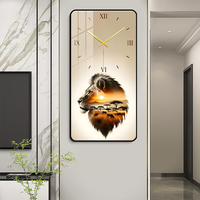 Luxe moderne décoration de la maison horloge murale nouvelle peinture animale cristal porcelaine luxe verre MDF aiguille silencieuse pour salon