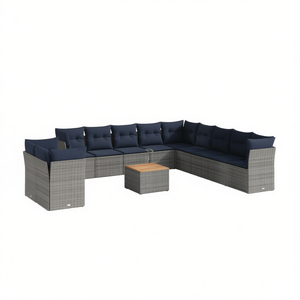 Set Divano da Esterno Grigio in Polyrattan con Cuscini, Arredamento da Giardino 10+ Posti, Design Contemporaneo - Product Image 1