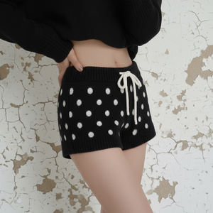 Pantalones Cortos de Punto con Estampado de Lunares para Mujer, Pantalones Cortos Casuales de Moda con Cintura Elástica, Pantalones Cortos Versátiles y Cómodos para Descansar - Product Image 3