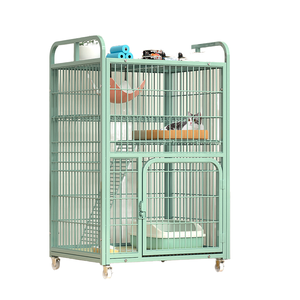 Cage à chat mobile extra-large écologique en tube carré, avec système <span class=keywords><strong>de</strong></span> rangement, revêtement poudré, fermeture à bouton et motif uni, pour usage domestique - Product Image 6