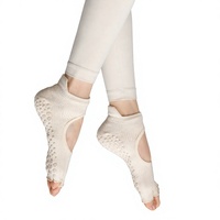 Chaussettes de yoga professionnelles en tricot à bout ouvert pour l'automne, antidérapantes, de haute qualité, pour Pilates, avec revers et semelle, OEM ODM