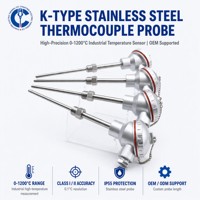 Sonde thermocouple de type K en acier inoxydable 0-1200 ° Capteur de température industriel IP55 pour fournaise, chaudière, moule, four