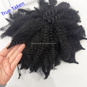 Queue de cheval à cordon en gros, <span class=keywords><strong>chignon</strong></span> bouffant doux, court, style Marley Afro crépu bouclé, à clipser avec élastique - Product Image 3