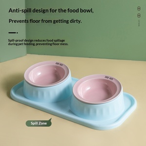 Ciotole Doppie in Ceramica Anti-Ribaltamento per Gatti, Ciotole Integrate per Cibo e Acqua per Cani, Protezione Cervicale, Facili da Pulire, Stile UFO - Product Image 3